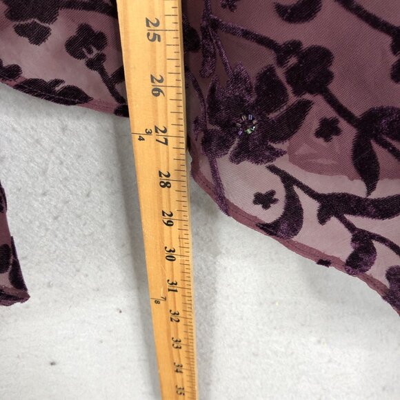 Sandra Darren Top Women 10 Purple Velvet Burnout Assymentric Fairy Boho Feminine - Picture 6 of 16